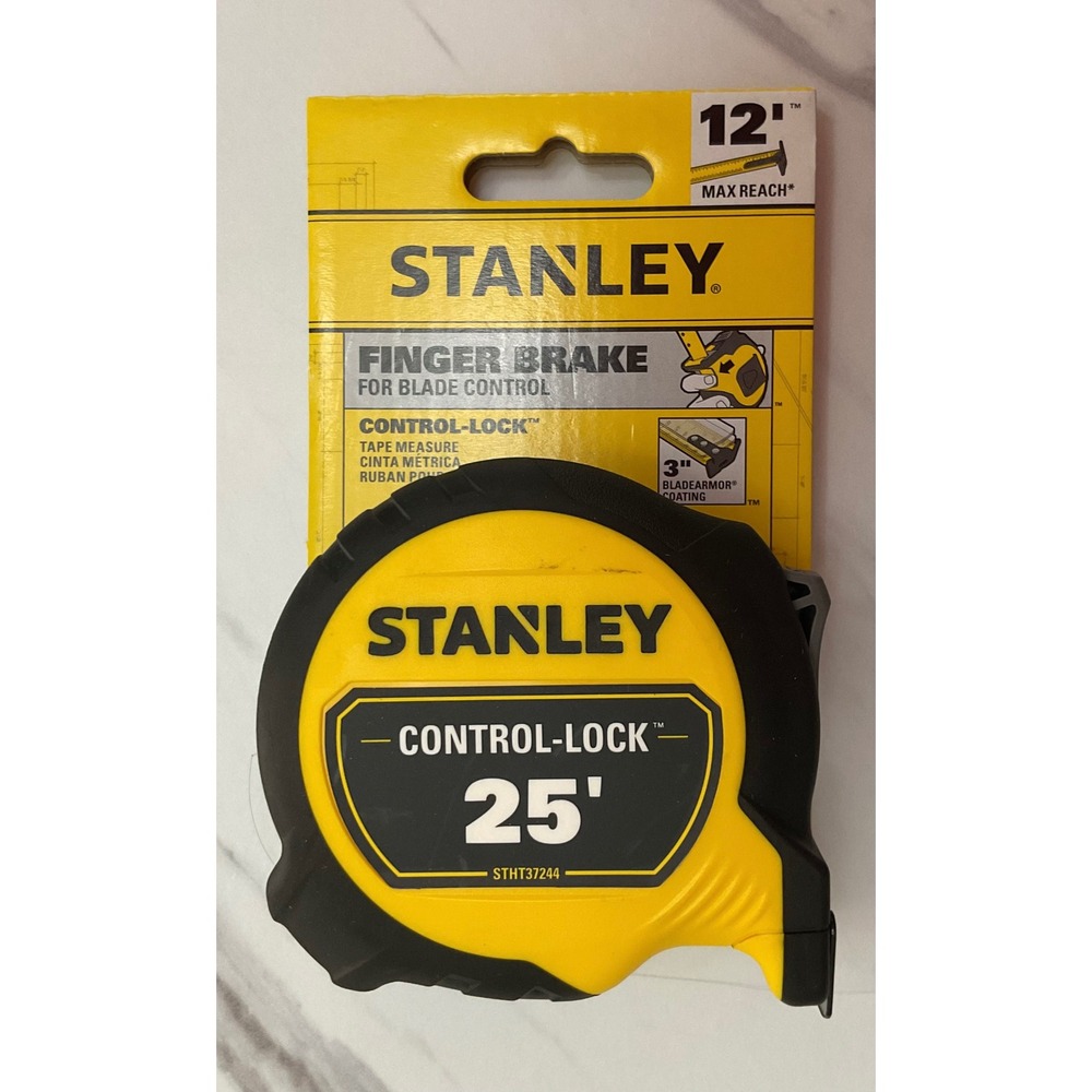 Stanley Control-Lock 25 ft Tape Measure Finger Brake 12 ft Reach STHT37244‎ NEW